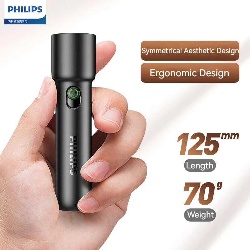 Philips 2024 New EDC Portable Flashlight Rechargeable LED Flashlights for Defensa Personal Self Defense Camping Hiking