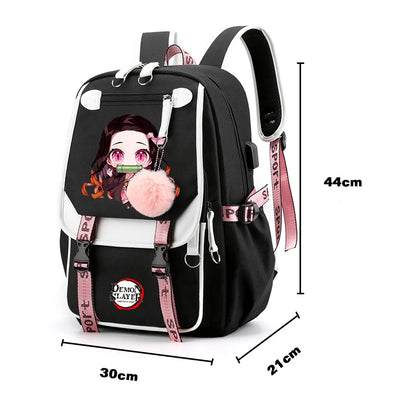 3Pcs/set Anime Kamado Nezuko Demon Slayer Backpacks for Girls School Bag Teenager Student Canvas Laptop Back Pack Women Rucksack