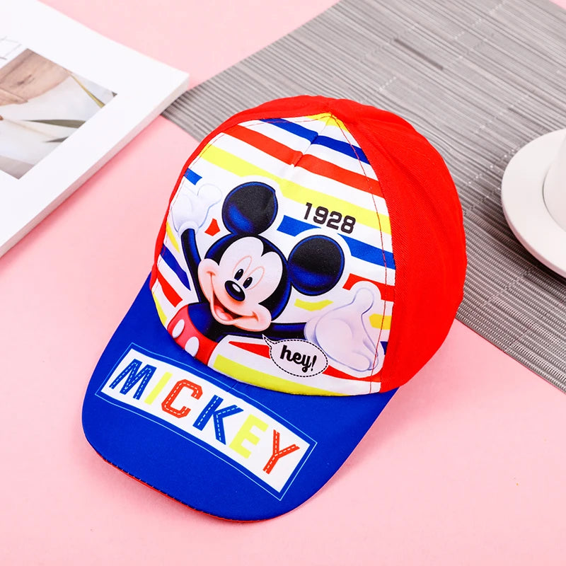 Disney New Anime Frozen Minnie Mouse Kids Brand Hat Boy Girl Travel Caps Spiderman Mickey Baby Caps Figure Gift Toys 3-8Y