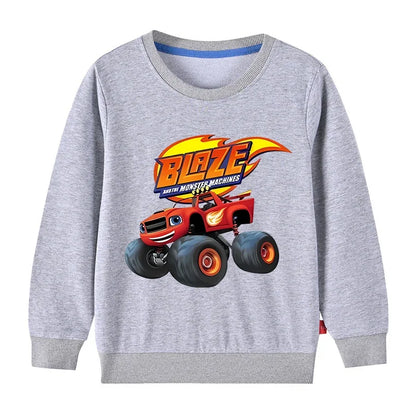 Autumn Kids Blaze And The Monster Machines Cartoon Funny Sweatshirts Children's Hoodies Baby Pullover Tops Girls Boys Clothes