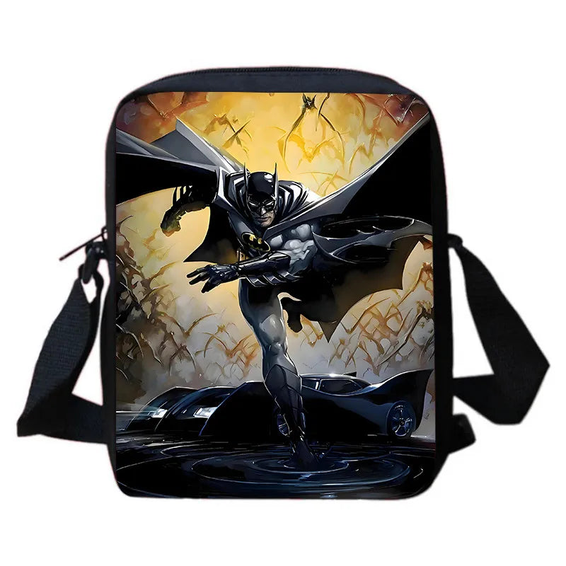 Cartoon Super Hero B-BatmanS LOGO Child Backpack,Shoulder Bag,Pencil Bag for 4-8 Years Old Anime School Bag for BoyGirl BestGift