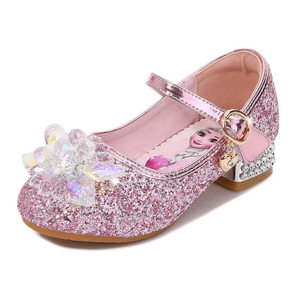 2024 Spring New Children's Shoes Ice And Snow Romance Princess Elsa Shoes Girl's Fashion Sandals Crystal Princess Shoes