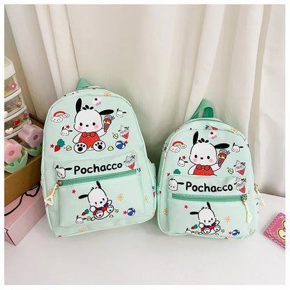 Sanrio Kuromi Hello Kitty My Melody Cinnamoroll Cartoon Backpack Cute Pompom Purin Pochacco School Bag For Adults Kids Sac A Dos