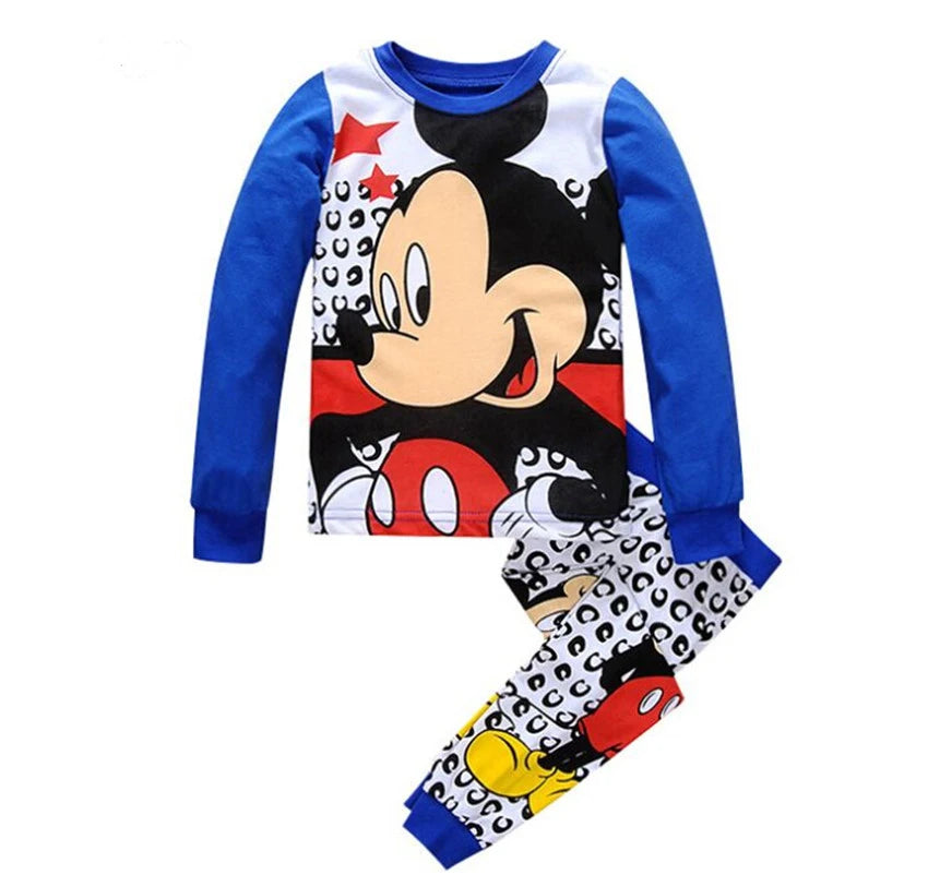 New Spring Autumn Children's Clothing Set Mickey Minnie girl boy Sleepwear Kids Pajamas Set Baby Girls Cotton Cartoon Pyjamas