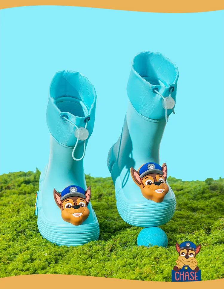 PAW Patrol children's rain shoes, non-slip middle tube rubber shoes, waterproof bunched rain boots for boys and girls