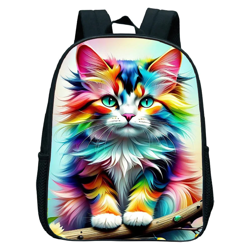 Cute Cat Print Backpack For Preschool Children Kitten Pattern School Bags Lightweight Boys Girls Kindergarten Backpack Kids Gifs