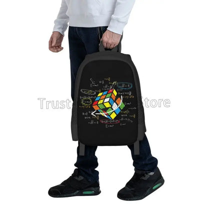 Math Rubiks Rubix Cube Caps Travel Backpack for Boys Girls School Bookbag Lightweight Water Resistant Daypack for Travel Picnic