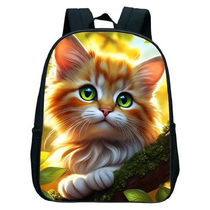 Cute Cat Print Backpack For Preschool Children Kitten Pattern School Bags Lightweight Boys Girls Kindergarten Backpack Kids Gifs