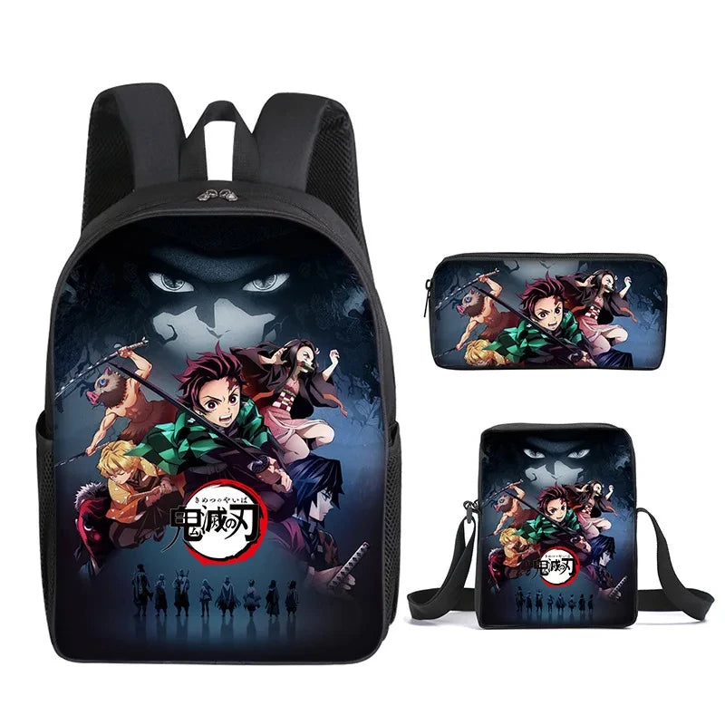 Nezuko Demon Slayer Anime 3Pcs/Set Backpack Student School Shoulder Bag Kids Cute Travel Backpack for Children Birthday Gifts