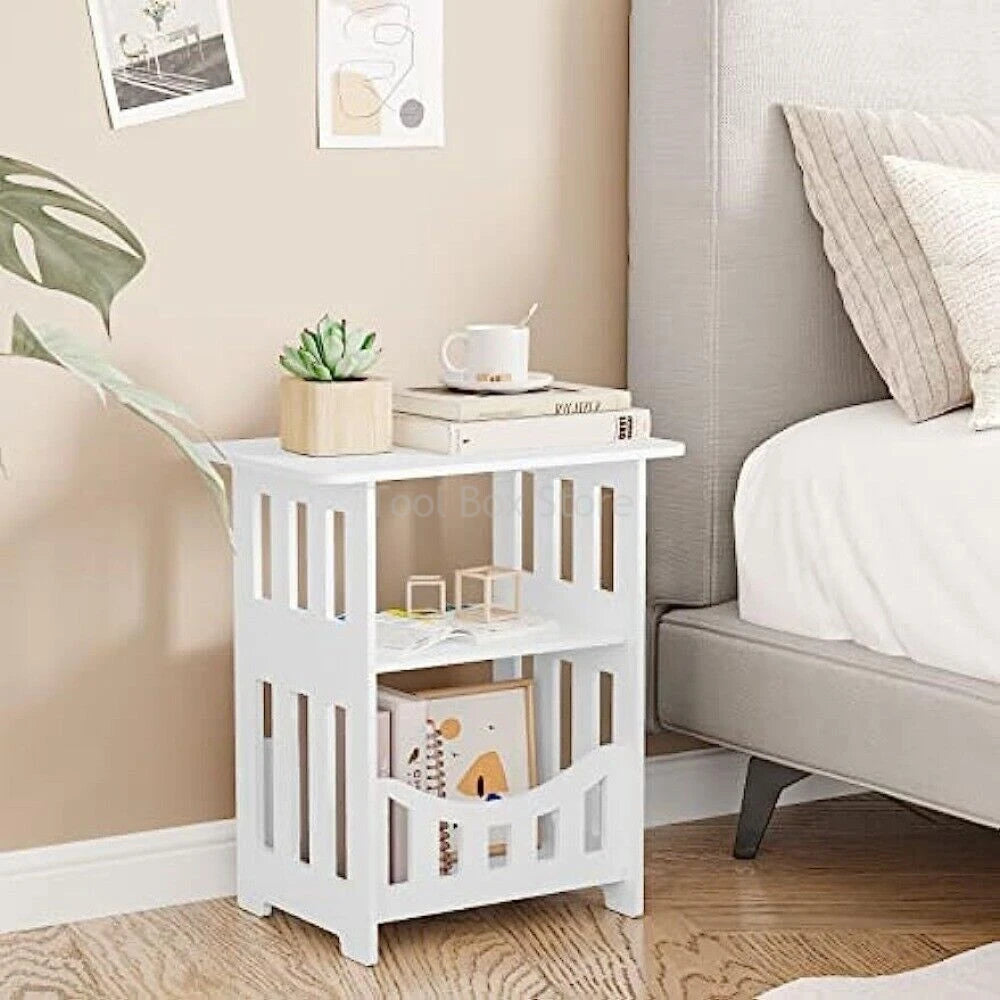 Bedside Table Cabinet Small Square Desks 2-Layers Bookshelf Sundries Holder Living Room Coffee Table Nightstand Storage Shelf