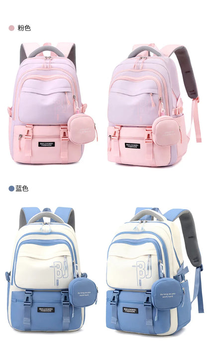 BAIJIAWEI Girls Waterproof School Bags With purse For Teenage girls Children Backpack schoolbag Printing Kids School Backpacks