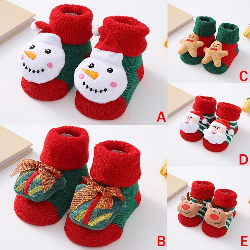 Christmas Baby Socks For Girls Boys Non-slip Floor Socks Cute Cartoon Animal Baby Xmas Cotton Sock