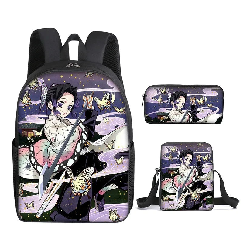 Nezuko Demon Slayer Anime 3Pcs/Set Backpack Student School Shoulder Bag Kids Cute Travel Backpack for Children Birthday Gifts