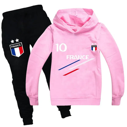 New Kids Clothes Baby Boys France Football 10 Tracksuit Tops Pants 2PCS Children Boy Spring Autumn Outfits Girls Sets 2-15 Years