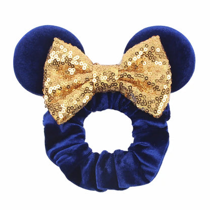 Disney Mickey Christmas Hair Loop Thickened Velvet Pig Intestine Hair Loop Elastic Gold Velvet Headband