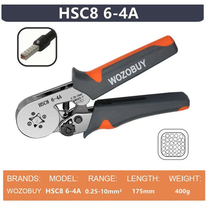 Ferrule Sleeves Terminal Crimping Tools Mini Electrical Pliers HSC8 6-4/6-6(0.25-10mm²/0.25-6mm²) Wire Connection Repair Clamp