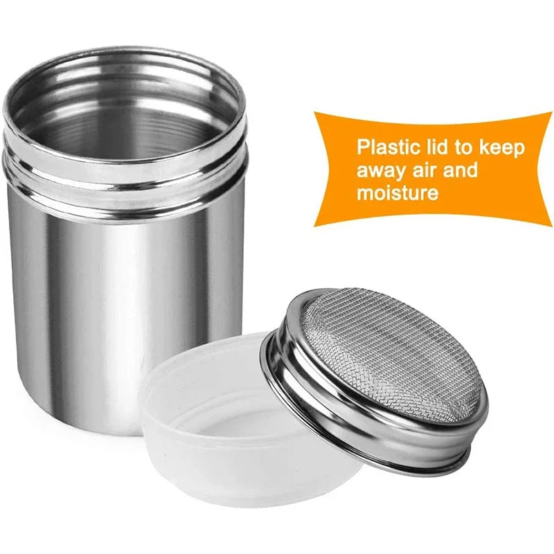 Stainless Steel Cocoa Flour Coffee Sifter Flour Sugar Icing Mesh Sifter PowderSpreading Tank for Fancy Barbecue Kitchen Supplies