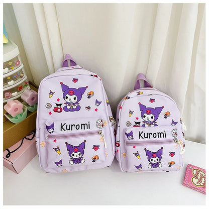 Sanrio Kuromi Hello Kitty My Melody Cinnamoroll Cartoon Backpack Cute Pompom Purin Pochacco School Bag For Adults Kids Sac A Dos