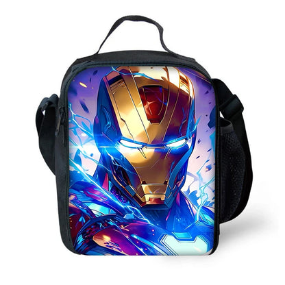 3 pcs set Cute Anime For Irons Man Child School Backpack with Lunch Bags ,Pencil Bags ,School Bags for Boys Girls Best Gift