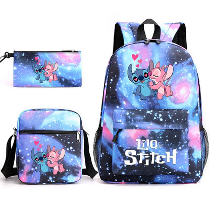 Disney Lilo Stitch 3Pcs/Set Bookbag Kids Backpack Boys Girls School bags Daily Backpacks Mochilas Shoulder Bag Set