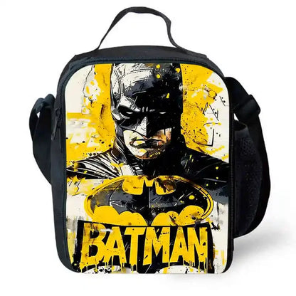 Cartoon Super Hero B-BatmanS School Backpack,Lunch Bags,Pencil Bags for 4-8 Years Old,Cartoon School Bags for Boy Girl Best Gift