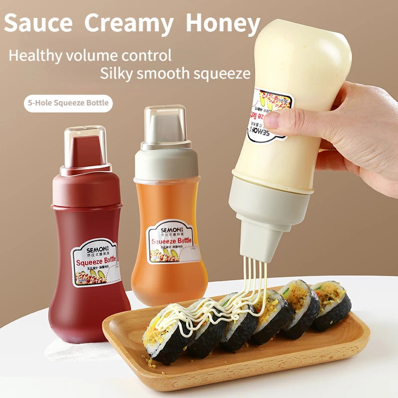 Porous Squeeze Sauce Bottle,350ML Tomato Honey Salad Dressing Container,Kitchen Condiment Dispenser for Ketchup,BBQ Sauces, Oil