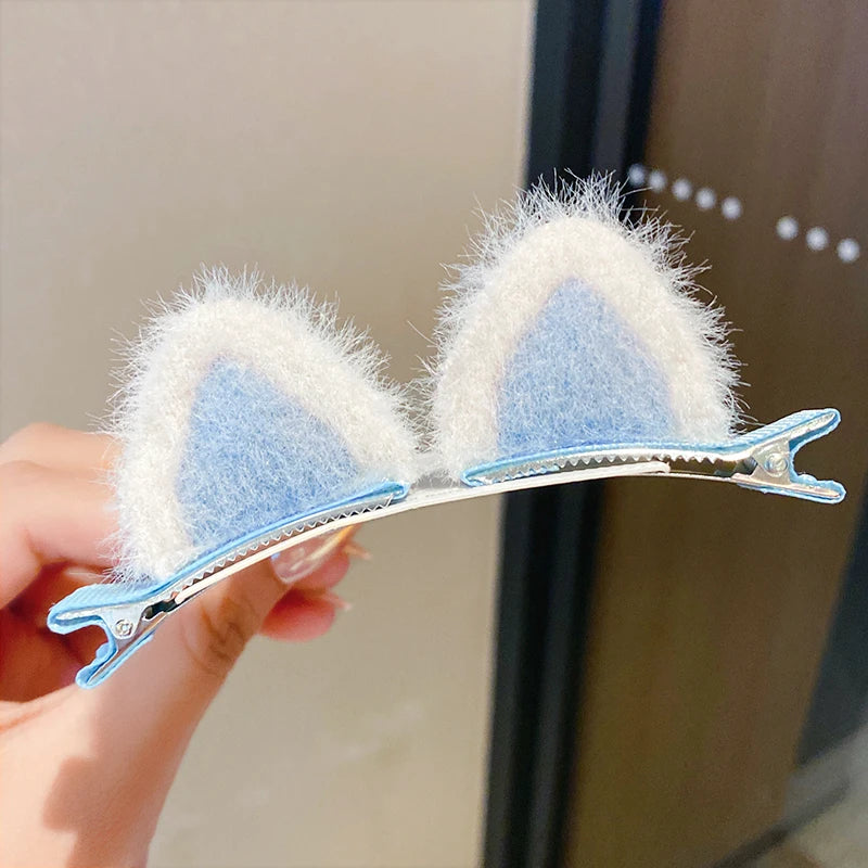 2Pcs/Set New Cute Solid Rabbit Ears Clips for Baby Girls Handmade Kawaii Barrettes Headwear Kids Hair Accessories