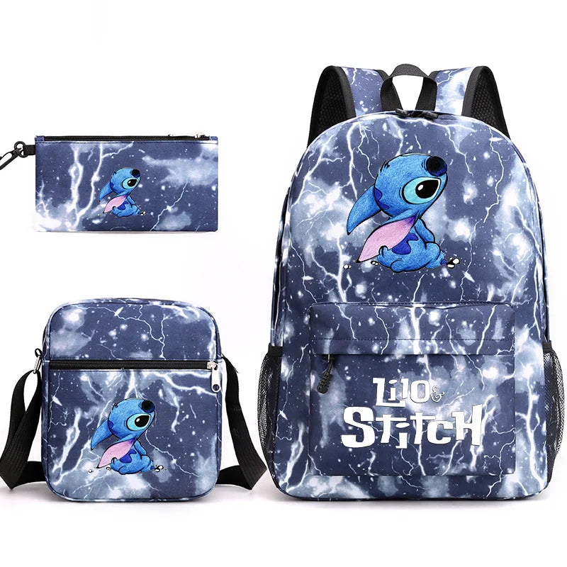 Disney Lilo Stitch 3Pcs/Set Bookbag Kids Backpack Boys Girls School bags Daily Backpacks Mochilas Shoulder Bag Set