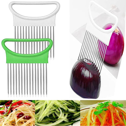 Stainless Steel Onion Holder Slicer Prongs Cutter Chopper Vegetable and Meat Cutter Holder Comb Kitchen Gadget Accessories