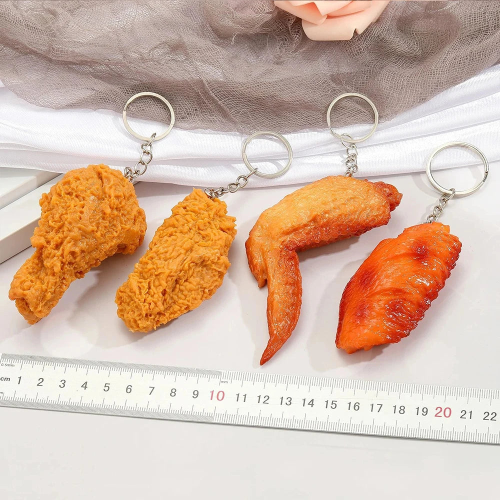 Funny Fried Chicken Leg Chicken Wing Keychain Creative Mini Simulation Food Pendant With Key Ring For Handbag Purse Accessories