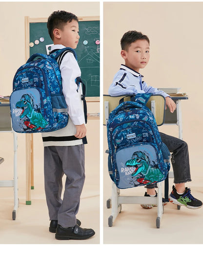 Boys Dinosaur Backpack Set with Lunch Box Pencil Case, School Book Bag for Kids Elementary Preschool