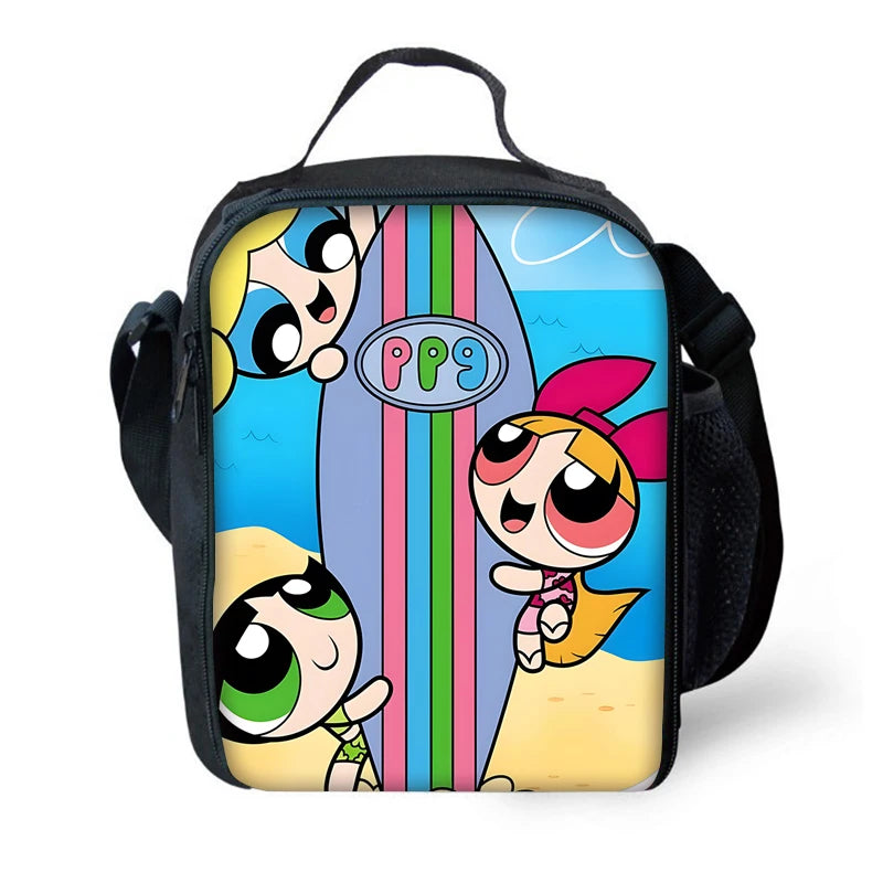 3 pcs set Cute Anime Powerpuffs Girlss Child School Backpack with Lunch Bags ,Pencil Bags ,School Bags for Boys Girls Best Gift