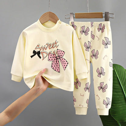 New Kids Boys Girls Pure Cotton Pajamas Cute Cartoon Long Sleeve Pyjamas Toddler Baby Autumn Sleepwear Children's Clothing Sets