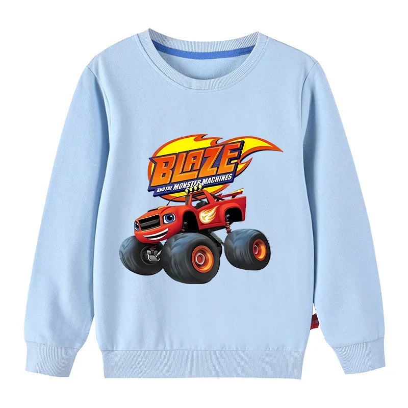 Autumn Kids Blaze And The Monster Machines Cartoon Funny Sweatshirts Children's Hoodies Baby Pullover Tops Girls Boys Clothes