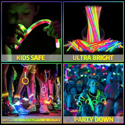 10/100Pcs Fluorescence Sticks Party Multicolor Glowing Stick Bright Colorful Light Bright Bendable Glow Bracelet Party Supplies