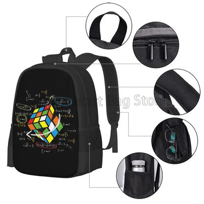 Math Rubiks Rubix Cube Caps Travel Backpack for Boys Girls School Bookbag Lightweight Water Resistant Daypack for Travel Picnic