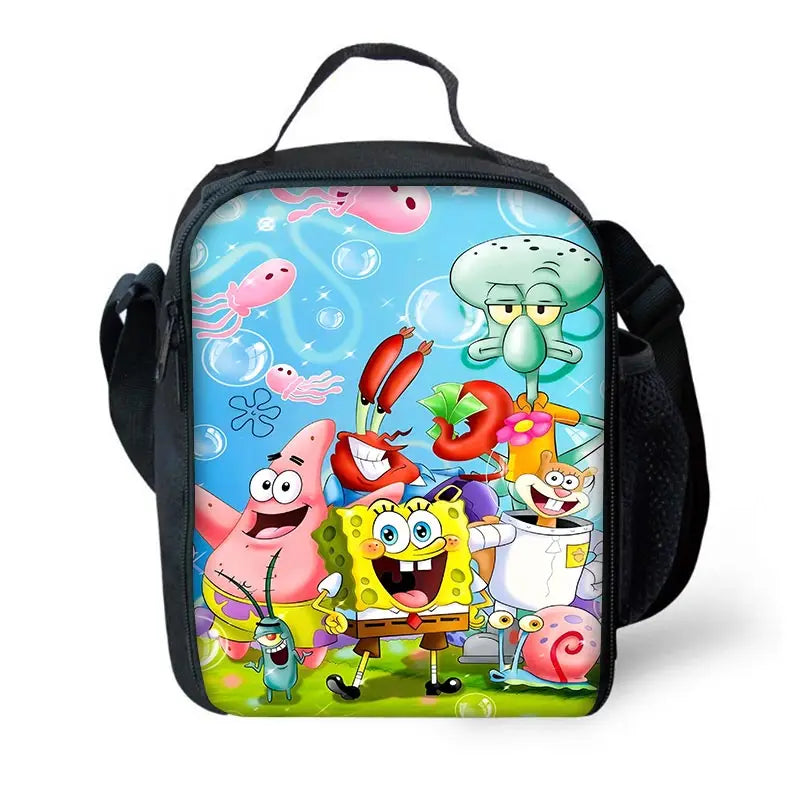 Cartoon Cute Child School Backpack with Lunch Bags ,Pencil Bags ,School Bags for S-spongebobS Boys Girls Best Gift