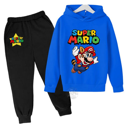 Super Mario Kawaii children's suit street fashion boys and girls suit sports pullover + sweatpants two-piece sports suit