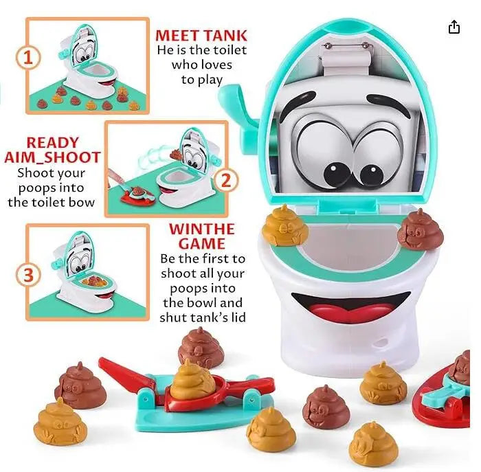 1Set Funny Poop Toilet Game Shooting Toys Prank Catapult Toys Interactive Tabletop Game party Birthday gift For Kids Adults 2024