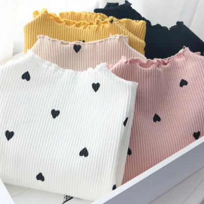 baby Girls Lovely Heart Print Sweaters New Autumn Kids Baby Pattern Clothing Fashion Clothes Casual Outfits Knit Girls Sweater