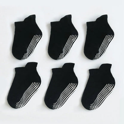 6Pairs Baby's Non-slip Floor Socks For Toddler Kids Boys Indoor Activities Learn To Walk Ankle Socks