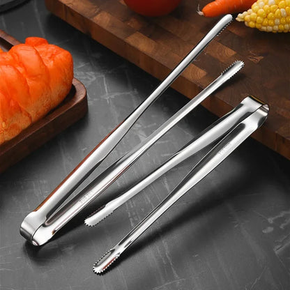 Stainless Steel Grill Tongs Food Clip BBQ Steak Clip Bread Tong Cooking Utensils Party Non-Slip Kitchen Gadgets Accessories BBQ