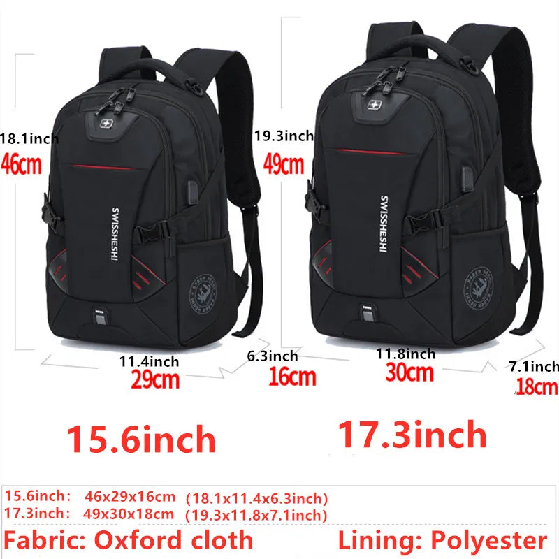 Men Multifunction USB charging fashion business casual travel anti-theft Waterproof 17 inch Laptop backpack School bag