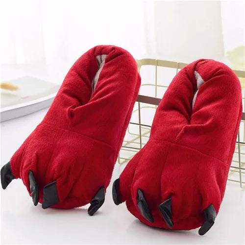 Animal Christmas Paw Slippers Super Soft Floor Noise Slippers Kids Boys Home Shoes Winter Warm Plush Slipper Women Indoor Shoes