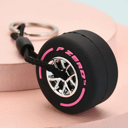 Luxury Mini F1 Racing Tire Keychain Car Key Accessories PVC Tyre Pendant Bag Charm Men's Gadgets Gifts For Friends Car Lovers