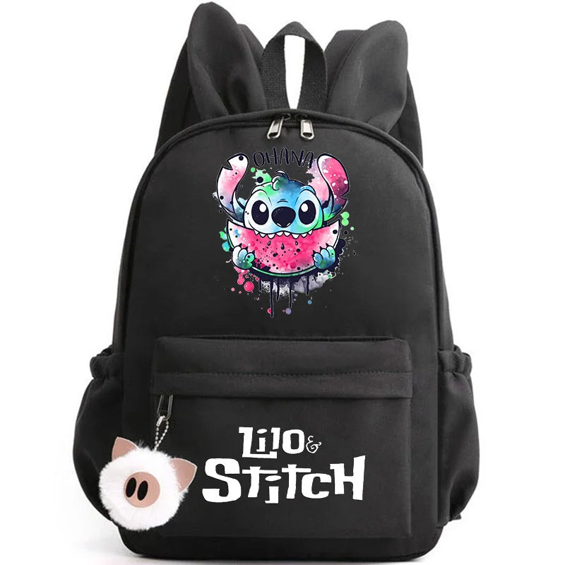 Disney Lilo Stitch Cute Backpack for Girl Boy Student Teenager Rucksack Women Casual School Bags Travel Rabbit Ears Mochila