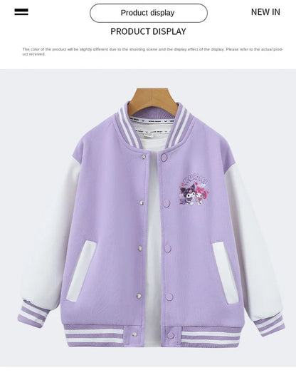 Sanrio Girls Boys Cartoon Kuromi Jacket Children Teen Coats Spring Autumn Kids Single breasted Jackets Casual Sports Outerwear