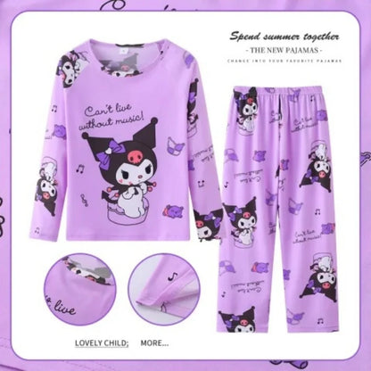 Lovable Kuromi Children Pajama Sets Suitable Comfortable Soft Print Kids Night Clothe Set Colorful Causal Homewear Autumn Winter