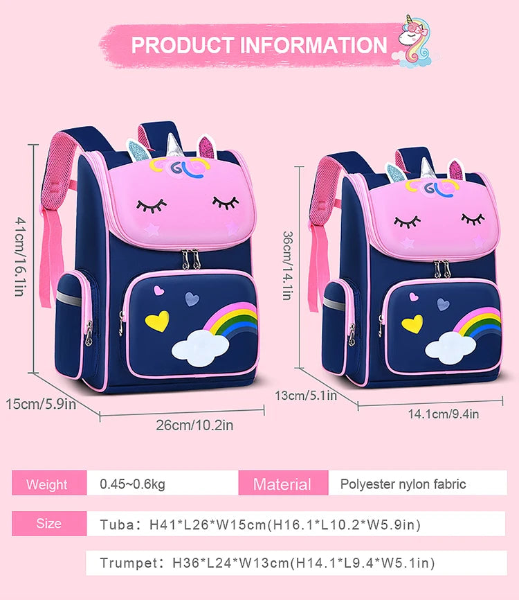 Children's Elementary School Students Schoolbag Girls 1,2,3,4,5,6 Grades 6-12 Years Old Shoulders Backpack Cute Waterproof Light