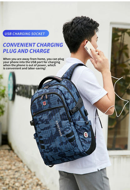 2024 New Waterproof Backpacks USB Charging School Bag Anti-theft Men Backpack Fit 17.3 Inch Laptop Travel Backpack Male Mochila